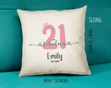 21st Birthday Gift for Women 21 and Fabulous Est 2004 Personalised Birthday Cushion Gift for Her Ladies Pink Design Grand Daughter BNH21C