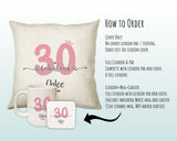 30th Birthday Gift for Her 30 and Fabulous Est 1995 Personalised Birthday Cushion Gift for Women Ladies Pink Design Mum Aunty Thirty BNH30C