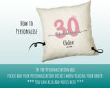 30th Birthday Gift for Her 30 and Fabulous Est 1995 Personalised Birthday Cushion Gift for Women Ladies Pink Design Mum Aunty Thirty BNH30C