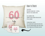 60th Birthday Gift for Women 60 and Fabulous Est 1965 Personalised Birthday Cushion Gift for Her Ladies Pink Design Mum Nanny Sixty BNH60C