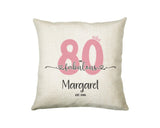 80th Birthday Gift for Women 80 and Fabulous Est 1945 Personalised Birthday Cushion Gift for Her Ladies Pink Design Mum Nanny Eighty BNH80C
