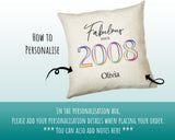 18th Birthday Gift for Women - Personalised 2007 Birthday Cushion Age 18 Gift for Her Ladies Floral Design Daughter Sister Eighteen BNN18C
