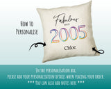 21st Birthday Gift for Women - Personalised 2004 Birthday Cushion Age 21 Gift for Her Lady Floral Design Daughter Sister Twenty One BNN21C