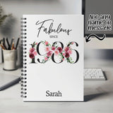 40th Birthday Gift for Women - Personalised Birthday Notebook 1985 Gift for Her - Ladies Floral Design Mum Daughter Sister Forty BNC40NB