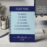 80th Birthday Gift for Men - Personalised Birthday Notebook 1945 Gift for Him Year Month Week Design Notepad Dad Grandad Eighty 80th BNE80