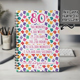 80th Birthday Gift for Her - Personalised Birthday Notebook Age 80 Gift for Women Ladies Floral Design Mum Nan Nanny Grandma Eighty BNF80NB