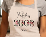 18th Birthday Gift for Her - Personalised Apron Happy Birthday Age 18 Gift for Women - Ladies Floral Design Daughter Niece Eighteen BNC18AP