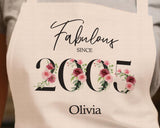 21st Birthday Gift for Her - Personalised Apron Happy Birthday Age 21 Gift for Women - Ladies Floral Design Daughter Niece Eighteen BNC21AP