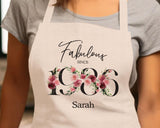 40th Birthday Gift for Her - Personalised Apron Happy Birthday 1985 40 Gift for Women - Ladies Floral Design Daughter Niece Forty BNC40AP