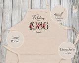 40th Birthday Gift for Her - Personalised Apron Happy Birthday 1985 40 Gift for Women - Ladies Floral Design Daughter Niece Forty BNC40AP