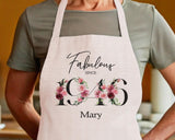 80th Birthday Gift for Women - Personalised Apron Happy Birthday 1945 80 Gift for Her - Ladies Floral Design Mum Nan Nanny Eighty BNC80AP