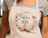 21st Birthday Gift for Her - Personalised Apron Fabulous Since 2004 Gift for Women Ladies Floral Butterfly Design Daughter Twenty One BNL21