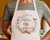 90th Birthday Gift for Women - Personalised Apron Fabulous Since 1935 Gift for Her - Ladies Floral Butterfly Design Mum Nan Ninety BNL90