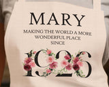 100th Birthday Gift for Women - Personalised Apron Wonderful Since 1925 100 Gift for Her - Ladies Floral Design Mum Nanny Nan Hundred BND100
