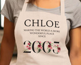 21st Birthday Gift for Her - Personalised Apron Since 2004 21 Gift for Women - Ladies Floral Design Daughter Niece Twenty One BND21AP
