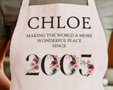 21st Birthday Gift for Her - Personalised Apron Since 2004 21 Gift for Women - Ladies Floral Design Daughter Niece Twenty One BND21AP