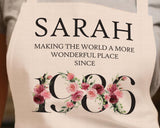 40th Birthday Gift for Women - Personalised Apron Wonderful Since 1985 40 Gift for Her - Ladies Floral Design Daughter Mum Forty BND40AP