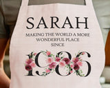 40th Birthday Gift for Women - Personalised Apron Wonderful Since 1985 40 Gift for Her - Ladies Floral Design Daughter Mum Forty BND40AP