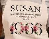 60th Birthday Gift for Women - Personalised Apron Happy Birthday 1965 60 Gift for Her - Ladies Floral Design Daughter Niece Sixty BND60AP