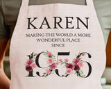 70th Birthday Gift for Women - Personalised Apron Wonderful Since 1955 70 Gift for Her - Ladies Floral Design Mum Nanny Nan Seventy BND70AP