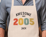 Personalised Apron for Mens 21st Birthday Gift for Him - Awesome Since 2004 21 Man Gift Retro Year Design Son Brother Dad Twenty One BNG21