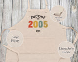 Personalised Apron for Mens 21st Birthday Gift for Him - Awesome Since 2004 21 Man Gift Retro Year Design Son Brother Dad Twenty One BNG21