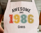 Personalised Apron for Mens 40th Birthday Gift for Him - Awesome Since 1985 40 Man Gift - Retro Year Design Son Brother Dad Forty BNG40