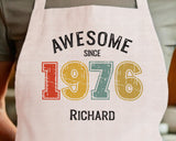 Personalised Apron for Mens 50th Birthday Gift for Him - Awesome Since 1975 50 Man Gift - Retro Year Design Son Brother Dad Fifty BNG50