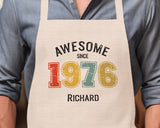 Personalised Apron for Mens 50th Birthday Gift for Him - Awesome Since 1975 50 Man Gift - Retro Year Design Son Brother Dad Fifty BNG50