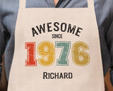 Personalised Apron for Mens 50th Birthday Gift for Him - Awesome Since 1975 50 Man Gift - Retro Year Design Son Brother Dad Fifty BNG50