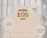 Personalised Apron for Mens 50th Birthday Gift for Him - Awesome Since 1975 50 Man Gift - Retro Year Design Son Brother Dad Fifty BNG50