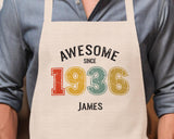 Personalised Apron for Mens 90th Birthday Gift for Him - Awesome Since 1935 90 Man Gift - Retro Year Design Son Brother Dad Ninety BNG90