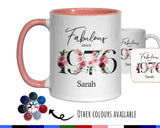 50th Birthday Gift for Women - Fabulous Since 1975 Personalised Coffee Mug Coaster Age 50 Gift for Her - Ladies Floral Design Mum BNC50M