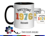50th Birthday Gift for Men - Awesome Since 1975 Personalised Coffee Mug Coaster Age 50 Gift for Him - Retro Number Design Dad Brother BNG50M