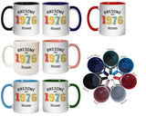 50th Birthday Gift for Men - Awesome Since 1975 Personalised Coffee Mug Coaster Age 50 Gift for Him - Retro Number Design Dad Brother BNG50M