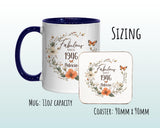 80th Birthday Gift for Women - Fabulous Since 1945 Personalised Mug Coaster Age 80 Gift for Her Ladies Floral Butterfly Mum Nan BNL80M