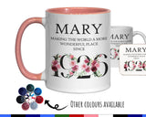100th Birthday Gift for Women - Wonderful Since 1925 Personalised Coffee Mug Coaster 100 Gift for Her Ladies Floral Design Nan Gran BND100M