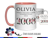 18th Birthday Gift for Her - Wonderful Since 2007 Personalised Coffee Mug Coaster Age 60 Gift for Women Ladies Floral Design Daughter BND18M
