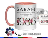 40th Birthday Gift for Women - Wonderful Since 1985 Personalised Coffee Mug Coaster Age 40 Gift for Her Ladies Floral Design Mum Nan BND40M