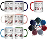 60th Birthday Gift for Women - Wonderful Since 1965 Personalised Coffee Mug Coaster Age 60 Gift for Her Ladies Floral Design Mum Nan BND60M