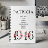 80th Birthday Gift for Women - Personalised Birthday Notebook 1945 Gift for Her - Ladies Floral Design Nan Gran Eighty BND80NB