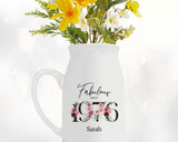 50th Birthday Gift for Women - Fabulous Since 1975 Small Personalised Flower Pot Vase 50 Gift for Her Ladies Floral Design Mum Nan BNC50