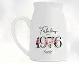 50th Birthday Gift for Women - Fabulous Since 1975 Small Personalised Flower Pot Vase 50 Gift for Her Ladies Floral Design Mum Nan BNC50
