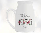 70th Birthday Gift for Women - Fabulous Since 1955 Small Personalised Flower Pot Vase 70 Gift for Her Ladies Floral Design Nan Gran BNC70
