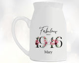 80th Birthday Gift for Women - Fabulous Since 1945 Small Personalised Flower Pot Vase 80 Gift for Her Ladies Floral Design Nan Gran BNC80
