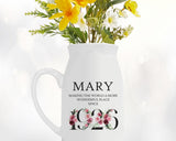 100th Birthday Gift for Women - Wonderful Since 1925 Small Personalised Flower Pot Vase 100 Gift for Her Ladies Floral Design Grandma BND100