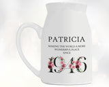 80th Birthday Gift for Women - Wonderful since 1945 Small Personalised Flower Pot Vase 80 Gift for Her Ladies Floral Design Nan Gran BND80
