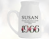 60th Birthday Gift for Women - Wonderful since 1965 Small Personalised Flower Pot Vase 60 Gift for Her Ladies Floral Design Mum Nan BND60