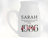 40th Birthday Gift for Women Wonderful since 1985 Small Personalised Flower Pot Vase 40 Gift for Her Ladies Floral Design Mum Daughter BND40