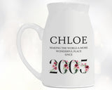 21st Birthday Gift for Her - Wonderful since 2004 Small Personalised Flower Pot Vase 21 Gift for Women Floral Design Daughter Sister BND21